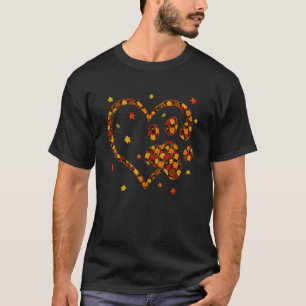 Hello Fall Autumn Leaf Dog & Cat Paw Print Pets Ki T-Shirt
