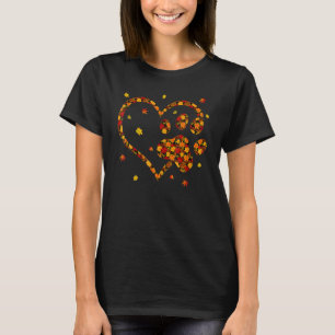 Hello Fall Autumn Leaf Dog Cat Paw Print Pets Kitt T-Shirt