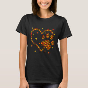 Hello Fall Autumn Leaf Dog Cat Paw Print Pets Kitt T-Shirt