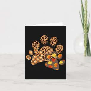 Hello Fall Autumn Leaf Pumpkin Dog Paw Print Puppy Card