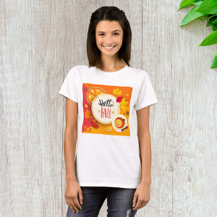 Hello Fall Autumn Leaves and Pumpkin Pie  T-Shirt