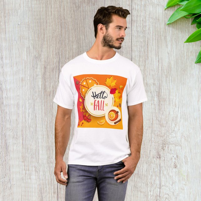 Hello Fall Autumn Leaves and Pumpkin Pie  T-Shirt (Creator Uploaded)