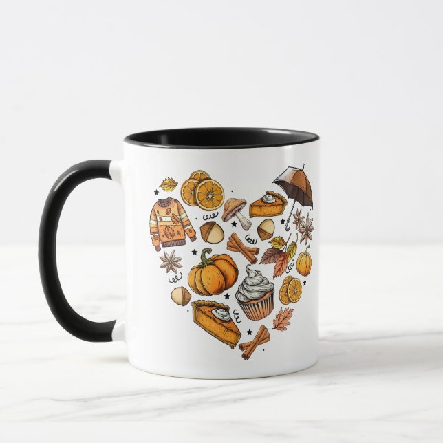 Hello Fall Autumn Leaves Cosy Seasonal Fall Mug (Left)