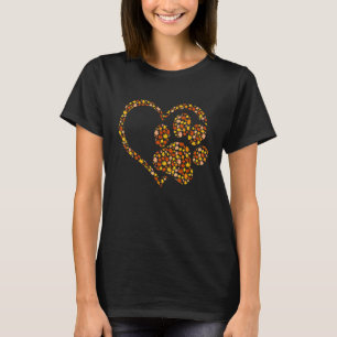 Hello Fall Autumn Leaves Dog & Cat Paw Print Than T-Shirt
