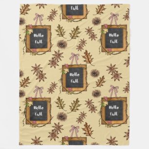 Hello Fall – Autumn Leaves Pattern for Cosy Season Fleece Blanket
