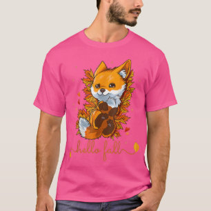 Hello Fall Autumn Leaves Red Forest Foes Baby Than T-Shirt