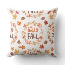 Hello Fall Autumn Leaves Seamless Pattern