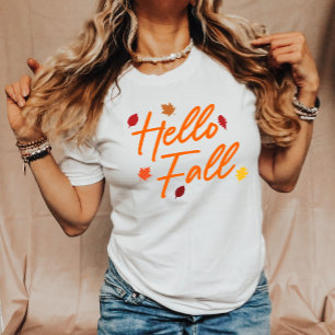 Hello Fall Autumn Maple Leaves Foliage  T-Shirt
