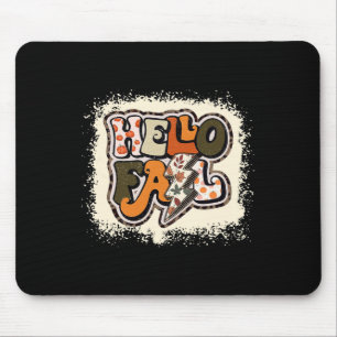 Hello Fall Autumn Vibes Retro Groovy  Mouse Mat