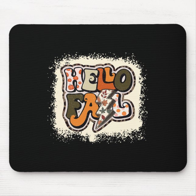 Hello Fall Autumn Vibes Retro Groovy  Mouse Mat (Front)