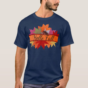 HELLO FALL, AUTUMNAL LEAVES AND ACORNS, THANKSGIVI T-Shirt