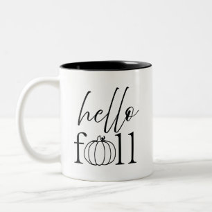 hello fall Black and White Coffee Mug