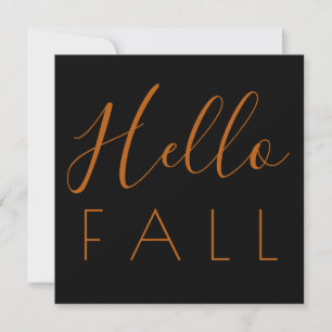 Hello Fall Black Minimalist Typography Autumn Card
