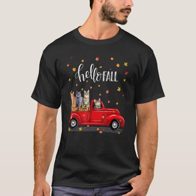 Hello fall cat truck T-Shirt (Front)