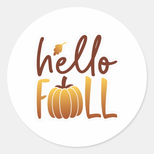 Hello Fall Classic Round Sticker (Front)