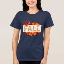 Hello Fall Colourful Autumn Leaves Graphic Women's