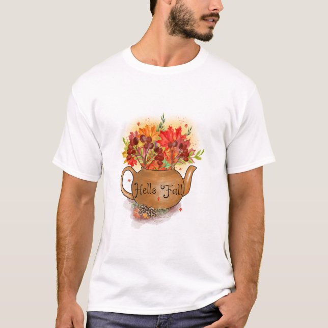 Hello Fall Cosy Autumn Graphic T-Shirt (Front)