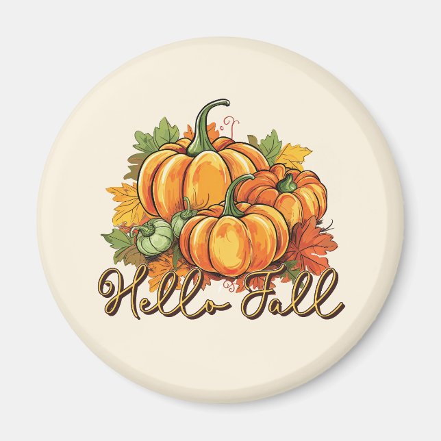 Hello Fall – Cosy Pumpkin Patch Magnet (Front)