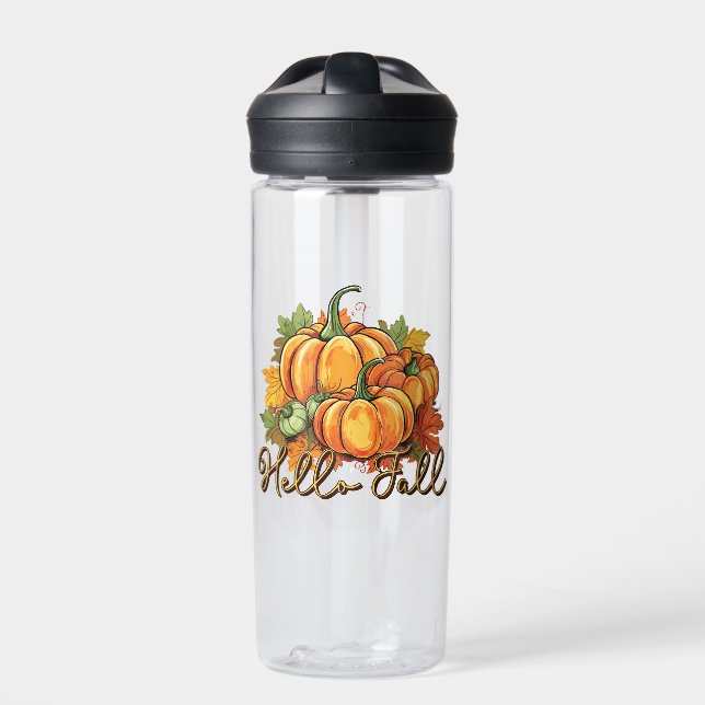 Hello Fall – Cosy Pumpkin Patch Water Bottle (Front)