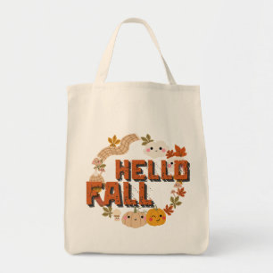Hello Fall Cute Nature Autumn leaves Pumpkins Tote Bag