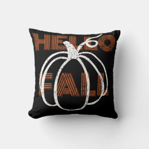 Hello Fall Cute Nature Autumn Pumpkins Cushion