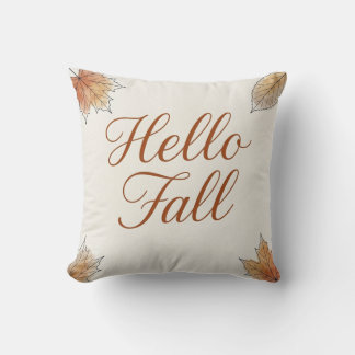 Hello Fall Elegant Watercolor Autumn Foliage Cushion
