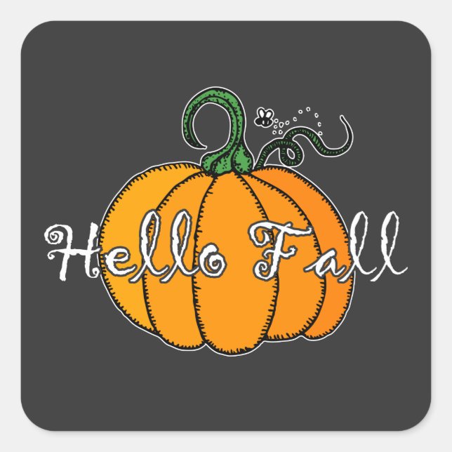 Hello Fall  Fall Pumpkin Hellow Pumpkin Square Sticker (Front)