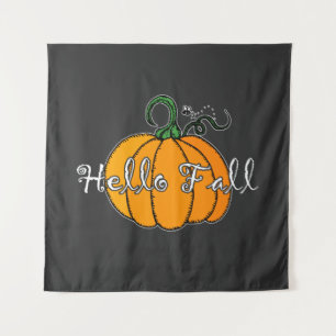 Hello Fall Fall Pumpkin Hellow Pumpkin Tapestry