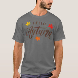 Hello Fall Falling Autumn Pumpkin Fall For Women T-Shirt