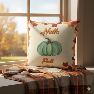 Hello Fall - Farmhouse Green Pumpkin Cozy Decor Cushion