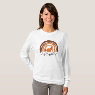 Hello Fall Fun Pumpkin And Rainbow T-Shirt