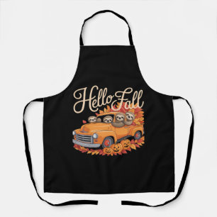 Hello Fall Funny Sloth Halloween pumkin Classic T- Apron