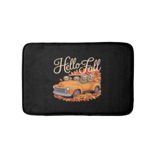 Hello Fall Funny Sloth Halloween pumkin Classic T- Bath Mat