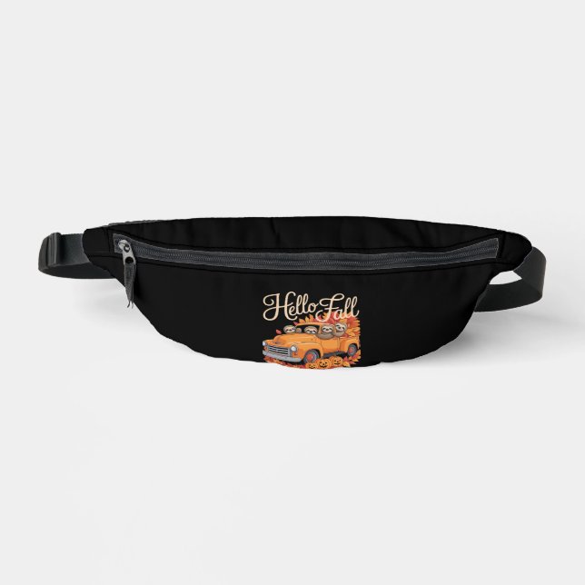 Hello Fall Funny Sloth Halloween pumkin Classic T- Bum Bags (Front)