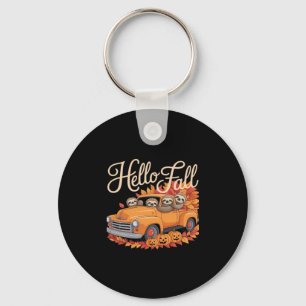 Hello Fall Funny Sloth Halloween pumkin Classic T- Key Ring