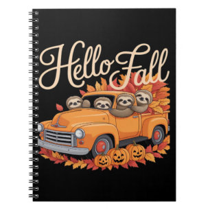Hello Fall Funny Sloth Halloween pumkin Classic T- Notebook
