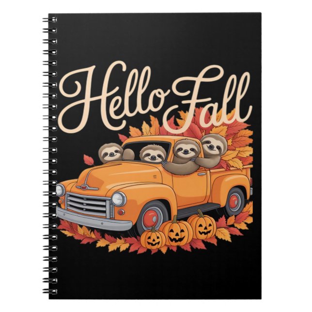 Hello Fall Funny Sloth Halloween pumkin Classic T- Notebook (Front)