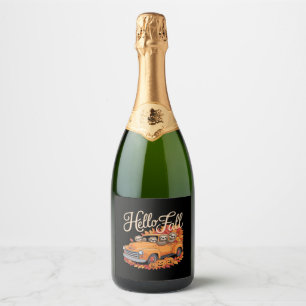 Hello Fall Funny Sloth Halloween pumkin Classic T- Sparkling Wine Label