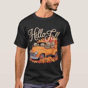 Hello Fall Funny Sloth Halloween pumkin Classic T- T-Shirt