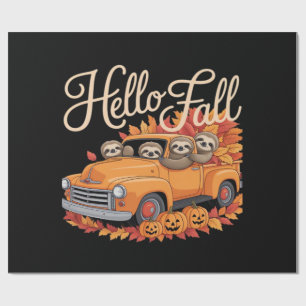 Hello Fall Funny Sloth Halloween pumkin Classic T- Wrapping Paper