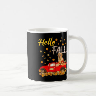 Hello Fall Golden Retriever Leaf Autumn Red Truck Coffee Mug
