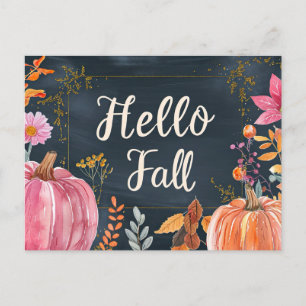 Hello Fall greeting card with flowers 