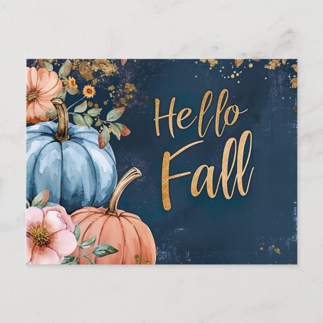 Hello Fall greeting card with flowers  (Front)