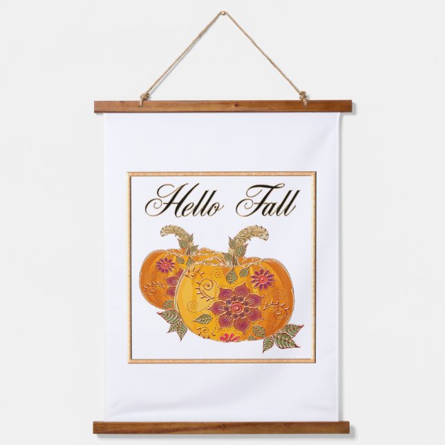 Hello Fall Hanging Tapestry (Front)