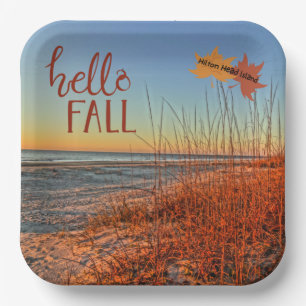 Hello Fall Hilton Head Island Beach South Carolina Paper Plate