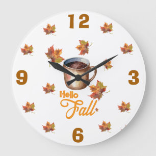 Hello fall large clock