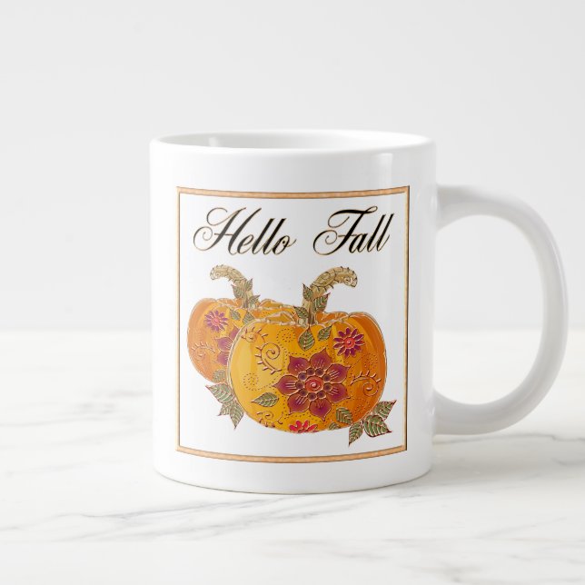Hello Fall Large Coffee Mug (Right)