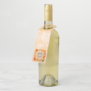 Hello Fall leaves and acorns Bottle Tag