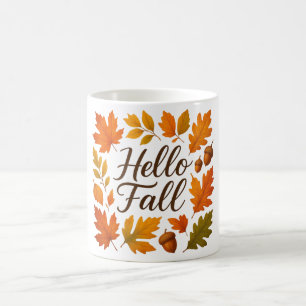 Hello Fall leaves and acorns Coffee Mug