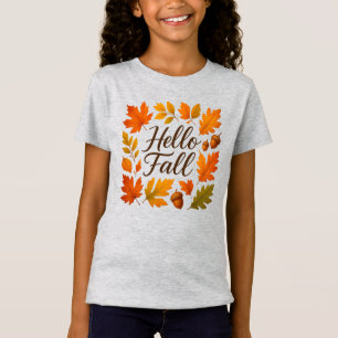 Hello Fall leaves and acorns T-Shirt